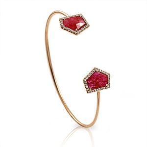 Rose Cut Sliced Ruby Rose Gold Bangle Bracelet